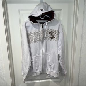Ecko Unltd Full Zip Heavy Logo Hoodie Sweatshirt Embroidered Logos Rare Size XL
